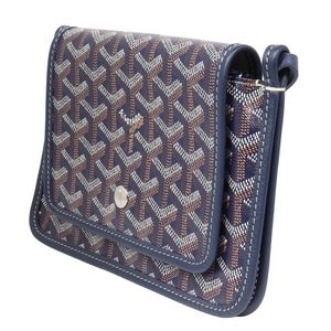 Goyard Leather Shoulder Plumet Navy PVC Herringbone Bag